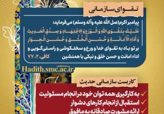 «رهنامه مدیریتی همایش تقوا پایگی زندگی در مکتب اهل بیت؛ تاکید پیامبر اکرم (ص) بر مسئولیت‌پذیری، صداقت، امانت‌داری و حسن خلق در محیط کار و سازمان»